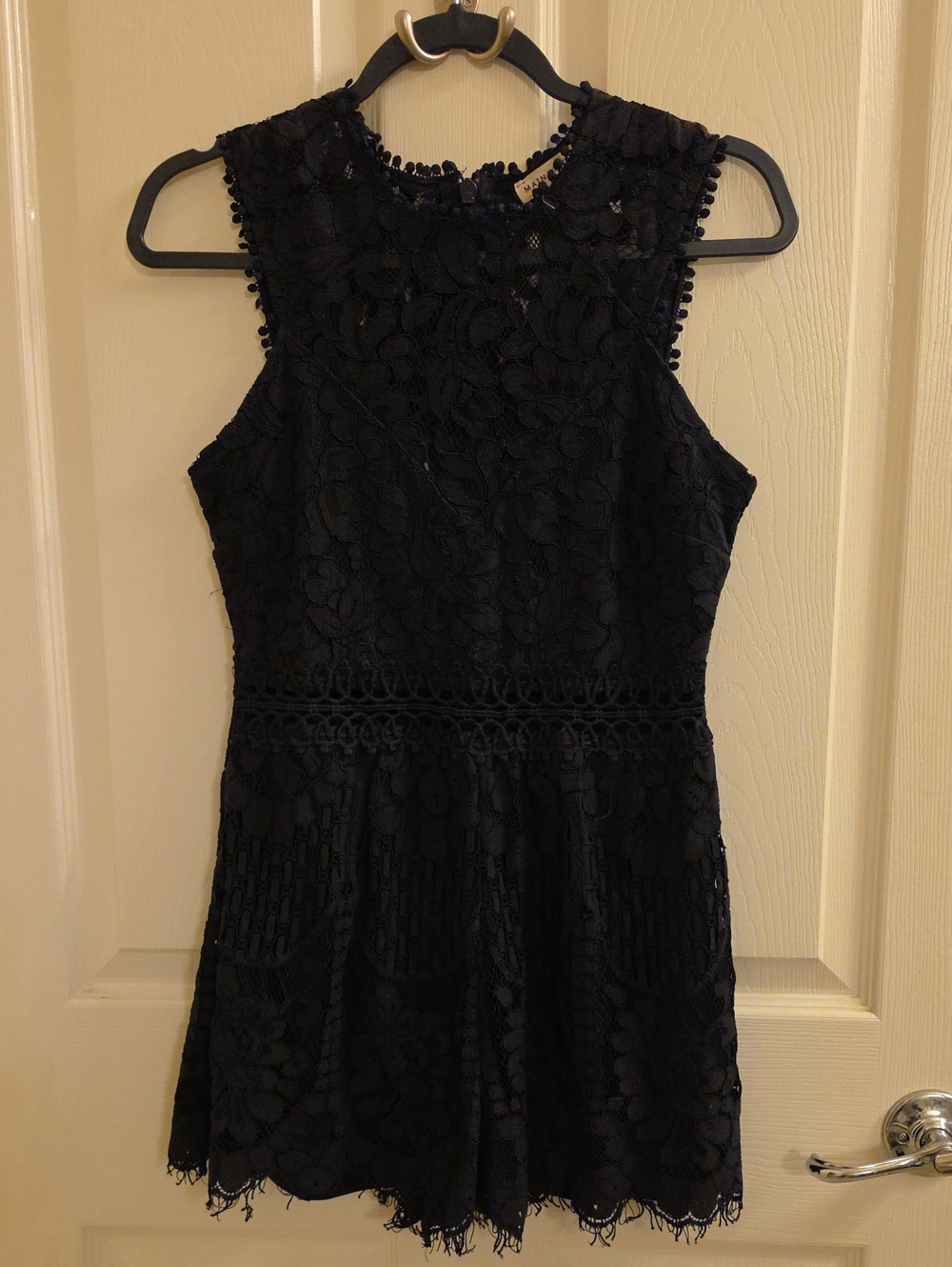 Main Strip Black Lace Sleeveless Romper